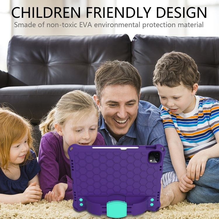 For iPad Pro 11 2020 Honeycomb Design EVA + PC Four Corner Anti Falling Flat Protective Shell With Straps(Purple+Aqua) - iPad Pro 11 (2020) Cases by buy2fix | Online Shopping UK | buy2fix