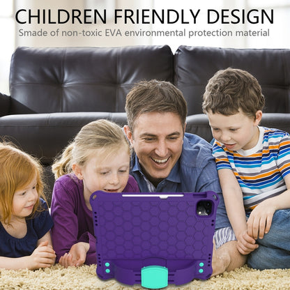 For iPad Pro 11 2020 Honeycomb Design EVA + PC Four Corner Anti Falling Flat Protective Shell With Straps(Purple+Aqua) - iPad Pro 11 (2020) Cases by buy2fix | Online Shopping UK | buy2fix