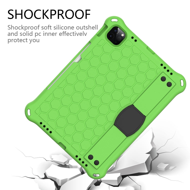 For iPad Pro 11 2020 Honeycomb Design EVA + PC Four Corner Anti Falling Flat Protective Shell With Straps(Green+Black) - iPad Pro 11 (2020) Cases by buy2fix | Online Shopping UK | buy2fix
