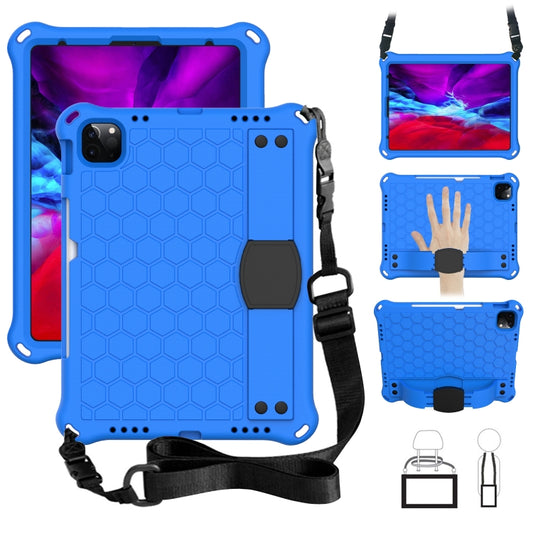 For iPad Pro 11 2020 Honeycomb Design EVA + PC Four Corner Anti Falling Flat Protective Shell With Straps(Blue+Black) - iPad Pro 11 (2020) Cases by buy2fix | Online Shopping UK | buy2fix
