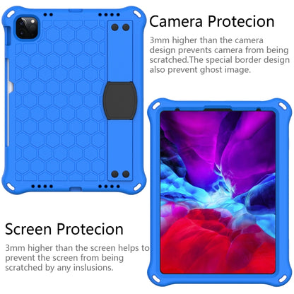 For iPad Pro 11 2020 Honeycomb Design EVA + PC Four Corner Anti Falling Flat Protective Shell With Straps(Blue+Black) - iPad Pro 11 (2020) Cases by buy2fix | Online Shopping UK | buy2fix