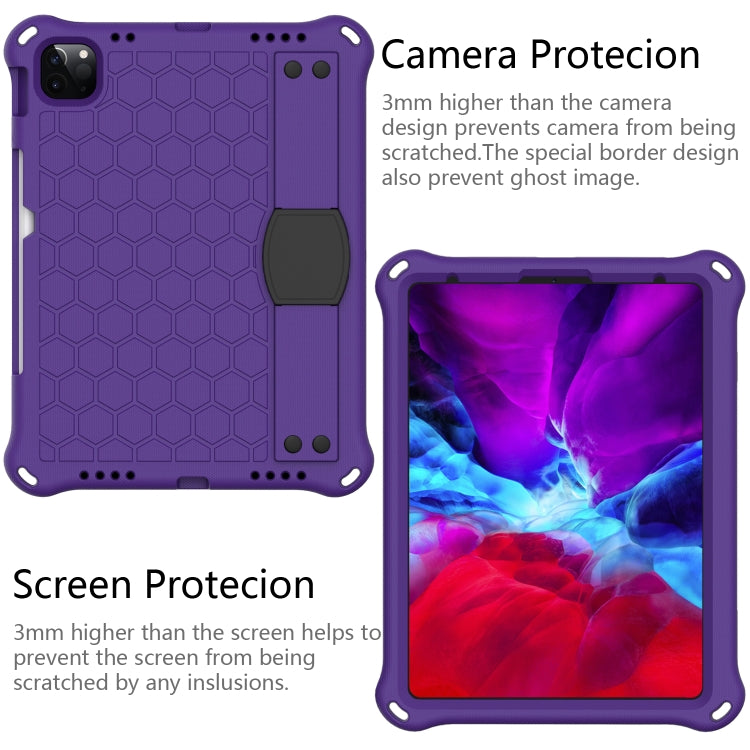 For iPad Pro 11 2020 Honeycomb Design EVA + PC Four Corner Anti Falling Flat Protective Shell With Straps(Purple+Black) - iPad Pro 11 (2020) Cases by buy2fix | Online Shopping UK | buy2fix