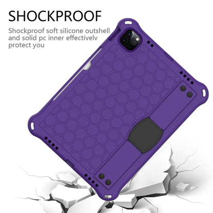 For iPad Pro 11 2020 Honeycomb Design EVA + PC Four Corner Anti Falling Flat Protective Shell With Straps(Purple+Black) - iPad Pro 11 (2020) Cases by buy2fix | Online Shopping UK | buy2fix