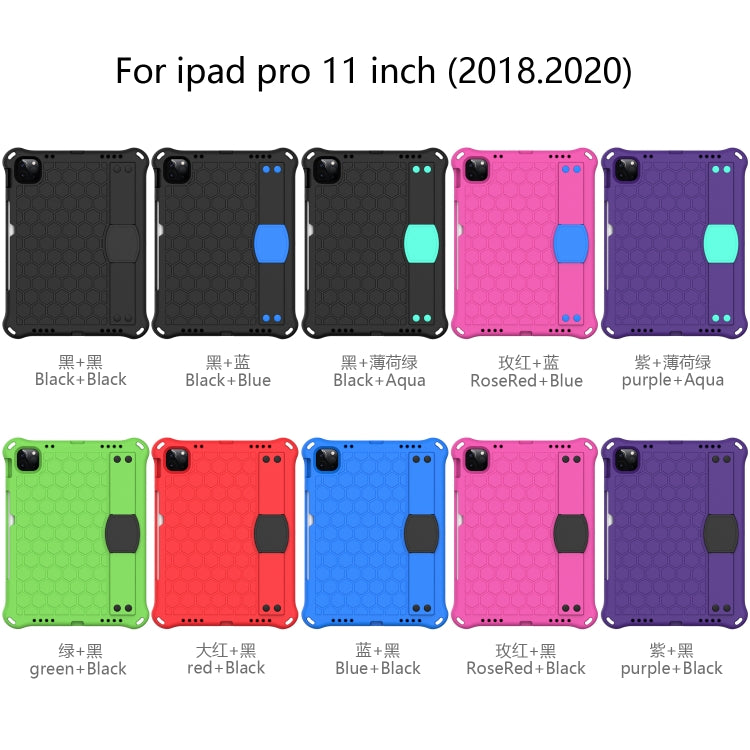 For iPad Pro 11 2020 Honeycomb Design EVA + PC Four Corner Anti Falling Flat Protective Shell With Straps(Purple+Black) - iPad Pro 11 (2020) Cases by buy2fix | Online Shopping UK | buy2fix