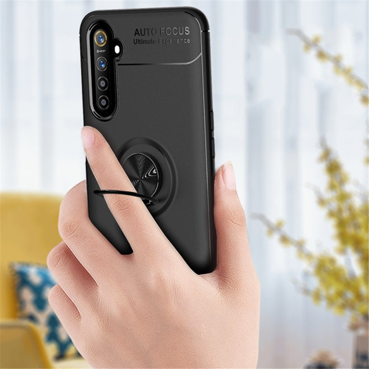 For OPPO Realme 6 Metal Ring Holder 360 Degree Rotating TPU Case(Black+Black) - Realme Cases by buy2fix | Online Shopping UK | buy2fix