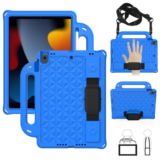 Diamond Texture Design EVA Children Shockproof Protective Case with Strap For iPad 10.2 2021 / 2020 / 2019 / Pro 10.5(Blue+Black) - iPad 10.2 Cases by buy2fix | Online Shopping UK | buy2fix