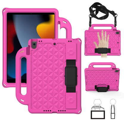 Diamond Texture Design EVA Children Shockproof Protective Case with Strap For iPad 10.2 2021 / 2020 / 2019 / Pro 10.5 (RoseRed+Black) - iPad 10.2 Cases by buy2fix | Online Shopping UK | buy2fix