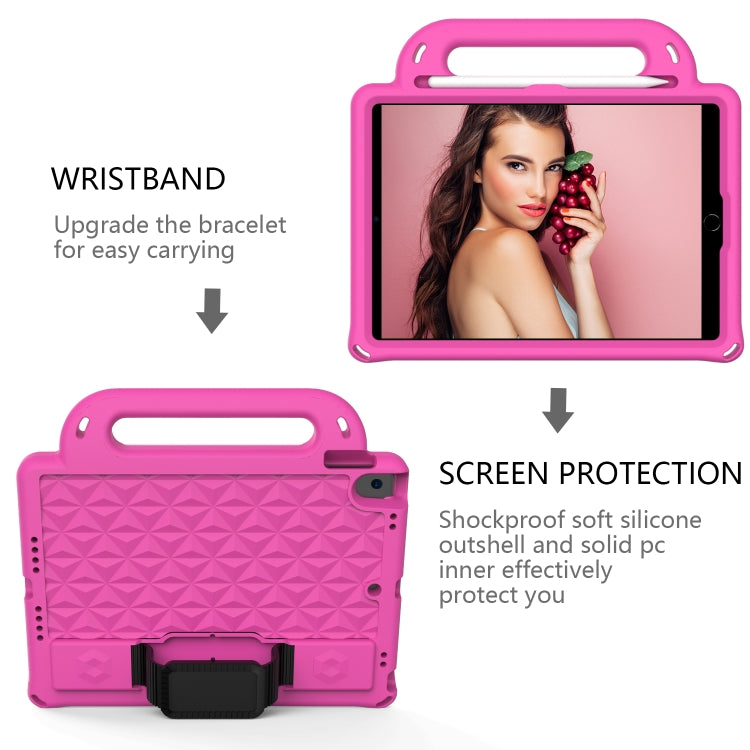 Diamond Texture Design EVA Children Shockproof Protective Case with Strap For iPad 10.2 2021 / 2020 / 2019 / Pro 10.5 (RoseRed+Black) - iPad 10.2 Cases by buy2fix | Online Shopping UK | buy2fix