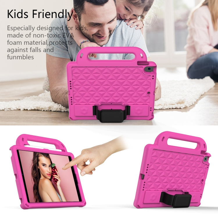 Diamond Texture Design EVA Children Shockproof Protective Case with Strap For iPad 10.2 2021 / 2020 / 2019 / Pro 10.5 (RoseRed+Black) - iPad 10.2 Cases by buy2fix | Online Shopping UK | buy2fix