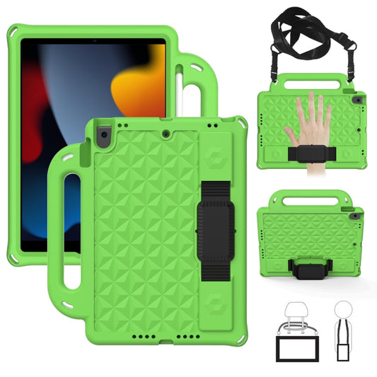 Diamond Texture Design EVA Children Shockproof Protective Case with Strap For iPad 10.2 2021 / 2020 / 2019 / Pro 10.5(Green+Black) - iPad 10.2 Cases by buy2fix | Online Shopping UK | buy2fix
