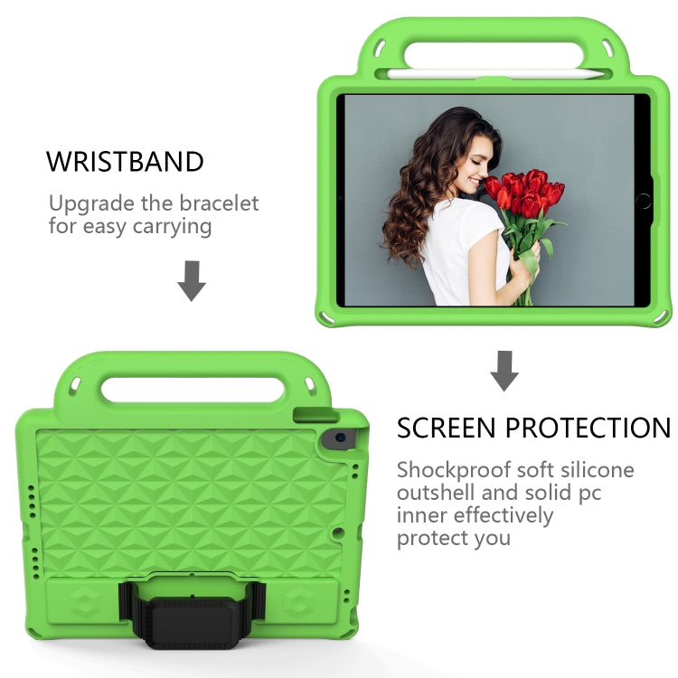 Diamond Texture Design EVA Children Shockproof Protective Case with Strap For iPad 10.2 2021 / 2020 / 2019 / Pro 10.5(Green+Black) - iPad 10.2 Cases by buy2fix | Online Shopping UK | buy2fix