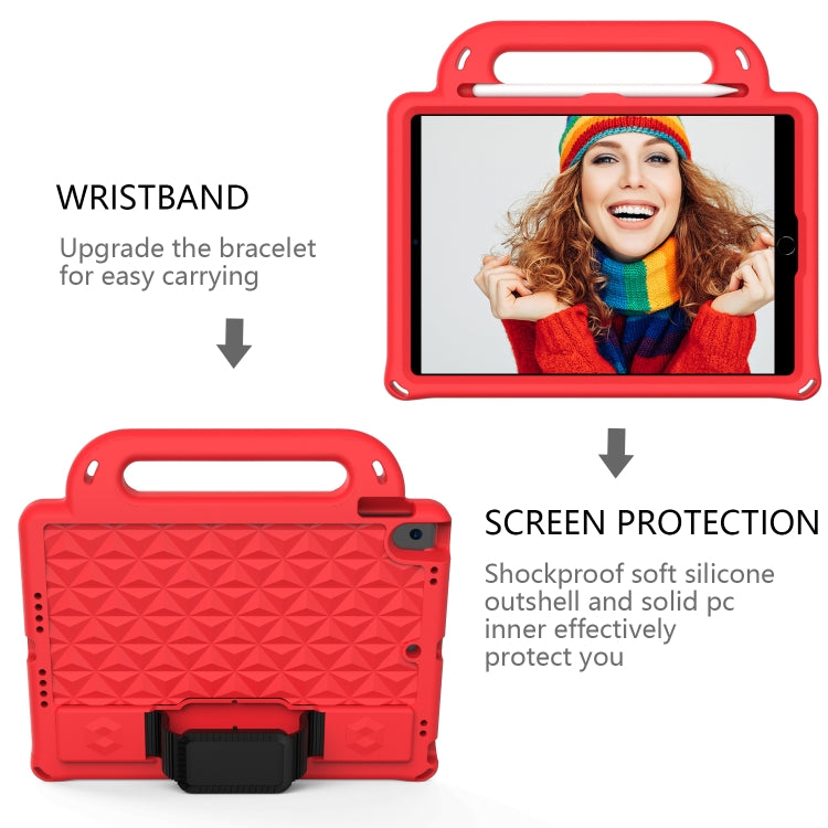 Diamond Texture Design EVA Children Shockproof Protective Case with Strap For iPad 10.2 2021 / 2020 / 2019 / Pro 10.5(Red+Black) - iPad 10.2 Cases by buy2fix | Online Shopping UK | buy2fix