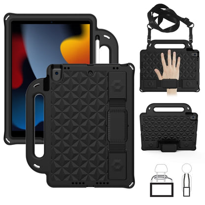Diamond Texture Design EVA Children Shockproof Protective Case with Strap For iPad 10.2 2021 / 2020 / 2019 / Pro 10.5(Black) - iPad 10.2 Cases by buy2fix | Online Shopping UK | buy2fix