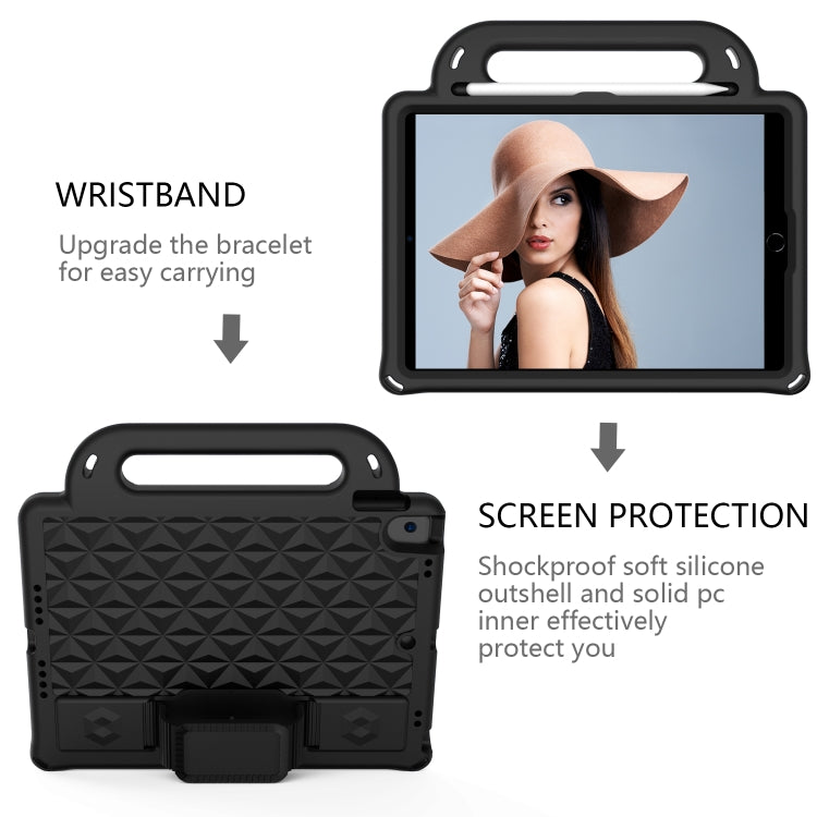 Diamond Texture Design EVA Children Shockproof Protective Case with Strap For iPad 10.2 2021 / 2020 / 2019 / Pro 10.5(Black) - iPad 10.2 Cases by buy2fix | Online Shopping UK | buy2fix