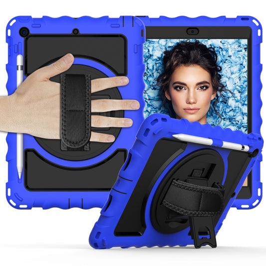 For iPad 10.2 360 Degree Rotating Case with Pencil Holder, Kickstand Shockproof Heavy Duty with Shoulder Strap,Hand Strap(Blue) - iPad 10.2 Cases by buy2fix | Online Shopping UK | buy2fix