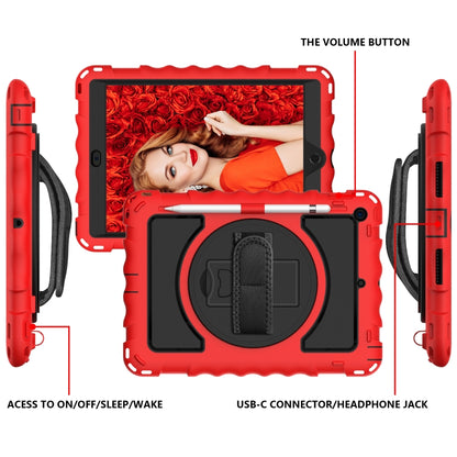 For iPad 10.2 360 Degree Rotating Case with Pencil Holder, Kickstand Shockproof Heavy Duty with Shoulder Strap,Hand Strap(Red) - iPad 10.2 Cases by buy2fix | Online Shopping UK | buy2fix