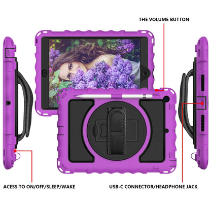 For iPad 10.2 360 Degree Rotating Case with Pencil Holder, Kickstand Shockproof Heavy Duty with Shoulder Strap,Hand Strap(Purple) - iPad 10.2 Cases by buy2fix | Online Shopping UK | buy2fix