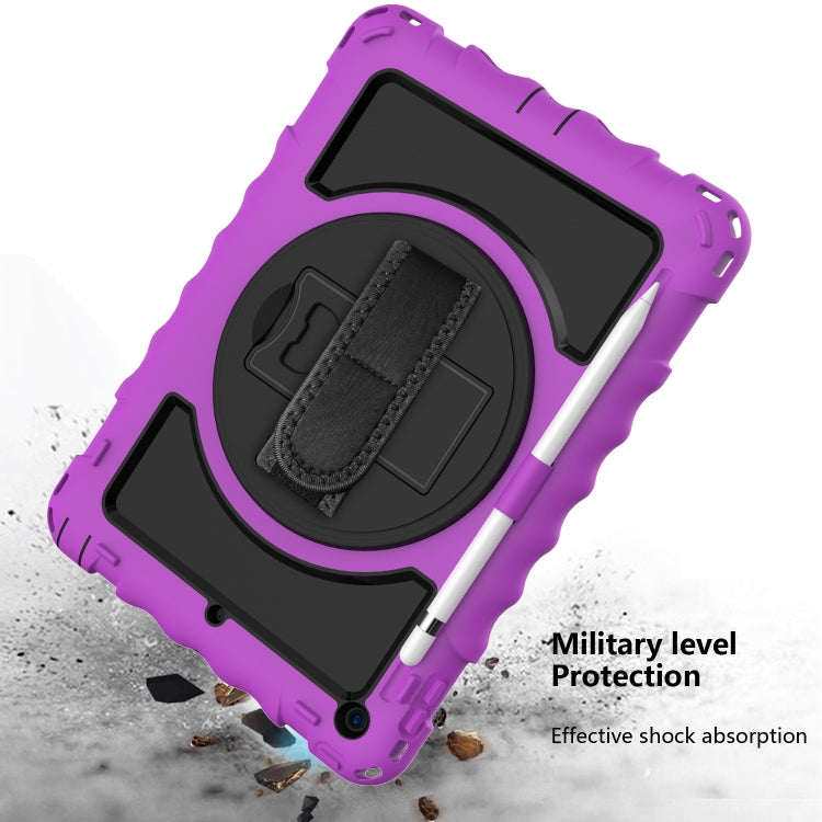 For iPad 10.2 360 Degree Rotating Case with Pencil Holder, Kickstand Shockproof Heavy Duty with Shoulder Strap,Hand Strap(Purple) - iPad 10.2 Cases by buy2fix | Online Shopping UK | buy2fix