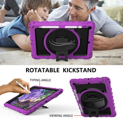 For iPad 10.2 360 Degree Rotating Case with Pencil Holder, Kickstand Shockproof Heavy Duty with Shoulder Strap,Hand Strap(Purple) - iPad 10.2 Cases by buy2fix | Online Shopping UK | buy2fix