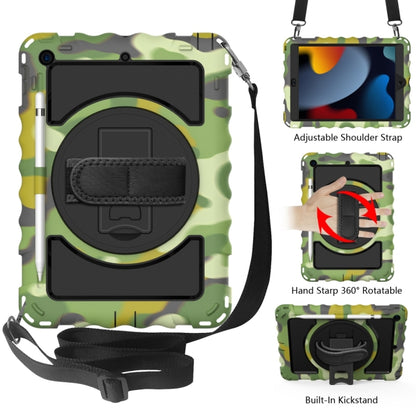 For iPad 10.2 360 Degree Rotating Case with Pencil Holder, Kickstand Shockproof Heavy Duty with Shoulder Strap,Hand Strap(Camouflage) - iPad 10.2 Cases by buy2fix | Online Shopping UK | buy2fix