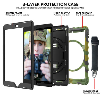 For iPad 10.2 360 Degree Rotating Case with Pencil Holder, Kickstand Shockproof Heavy Duty with Shoulder Strap,Hand Strap(Camouflage) - iPad 10.2 Cases by buy2fix | Online Shopping UK | buy2fix