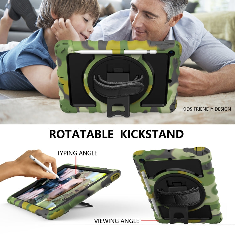 For iPad 10.2 360 Degree Rotating Case with Pencil Holder, Kickstand Shockproof Heavy Duty with Shoulder Strap,Hand Strap(Camouflage) - iPad 10.2 Cases by buy2fix | Online Shopping UK | buy2fix