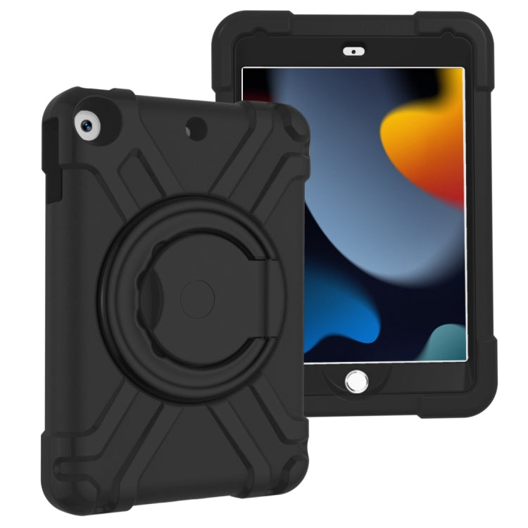 For iPad 10.2 PC + Silicone Shockproof Combination Case with 360 Degree Rotating Holder & Handle(Black) - iPad 10.2 Cases by buy2fix | Online Shopping UK | buy2fix