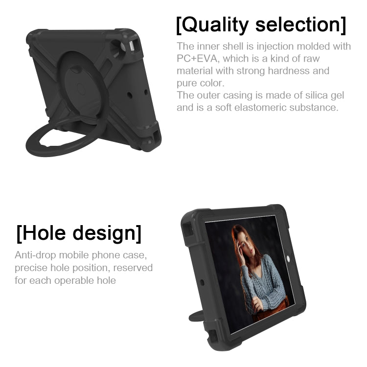 For iPad 10.2 PC + Silicone Shockproof Combination Case with 360 Degree Rotating Holder & Handle(Black) - iPad 10.2 Cases by buy2fix | Online Shopping UK | buy2fix