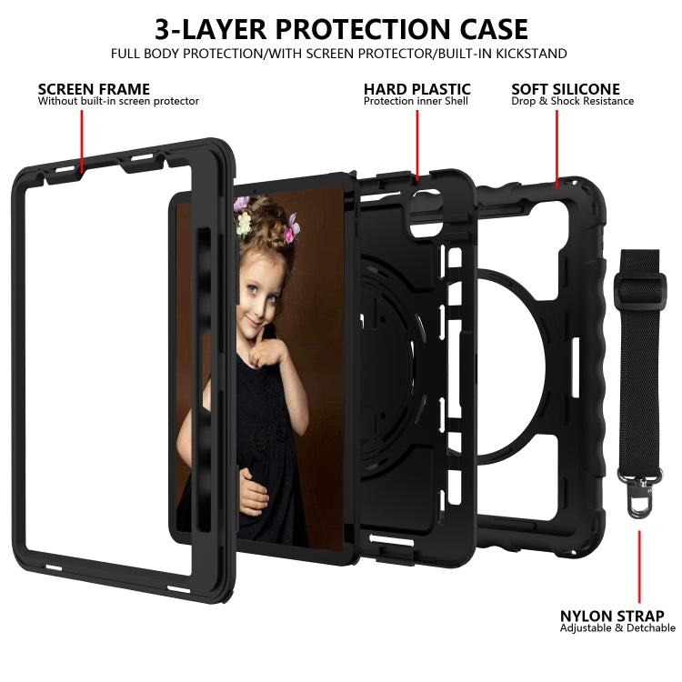 For iPad Pro 11 (2020) PC + Silicone Shockproof Combination Tablet Case with 360 Degree Rotating Holder & Handle(Black) - iPad Pro 11 (2020) Cases by buy2fix | Online Shopping UK | buy2fix