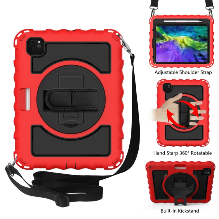 For iPad Pro 11 (2020) PC + Silicone Shockproof Combination Tablet Case with 360 Degree Rotating Holder & Handle(Red) - iPad Pro 11 (2020) Cases by buy2fix | Online Shopping UK | buy2fix
