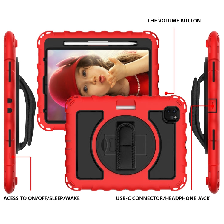 For iPad Pro 11 (2020) PC + Silicone Shockproof Combination Tablet Case with 360 Degree Rotating Holder & Handle(Red) - iPad Pro 11 (2020) Cases by buy2fix | Online Shopping UK | buy2fix