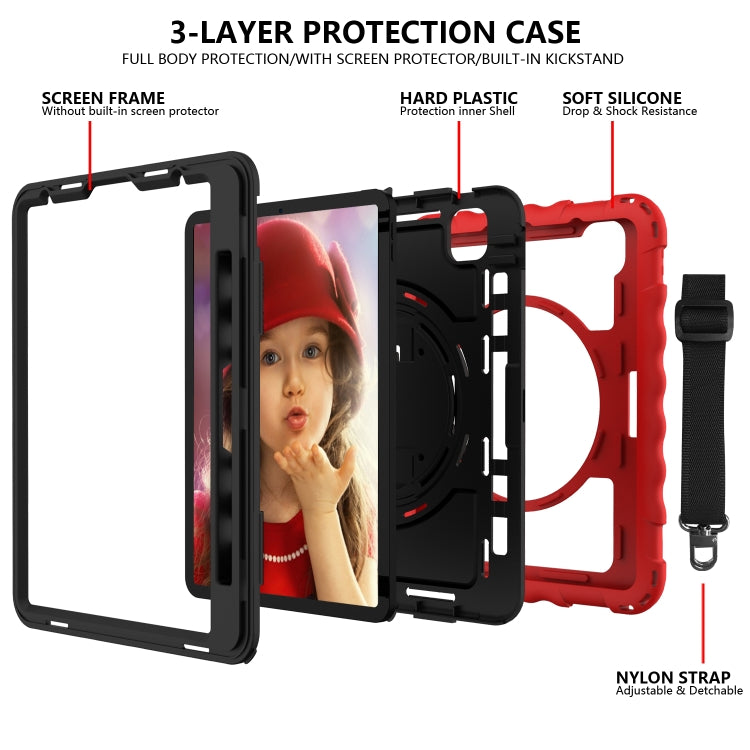 For iPad Pro 11 (2020) PC + Silicone Shockproof Combination Tablet Case with 360 Degree Rotating Holder & Handle(Red) - iPad Pro 11 (2020) Cases by buy2fix | Online Shopping UK | buy2fix