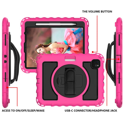 For iPad Pro 11 (2020) PC + Silicone Shockproof Combination Tablet Case with 360 Degree Rotating Holder & Handle(Hot Pink) - iPad Pro 11 (2020) Cases by buy2fix | Online Shopping UK | buy2fix