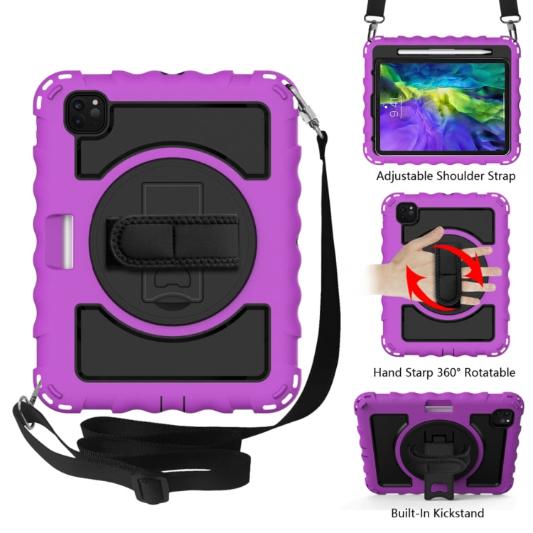 For iPad Pro 11 (2020) PC + Silicone Shockproof Combination Tablet Case with 360 Degree Rotating Holder & Handle(Purple) - iPad Pro 11 (2020) Cases by buy2fix | Online Shopping UK | buy2fix