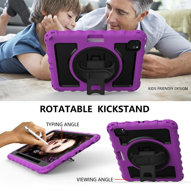 For iPad Pro 11 (2020) PC + Silicone Shockproof Combination Tablet Case with 360 Degree Rotating Holder & Handle(Purple) - iPad Pro 11 (2020) Cases by buy2fix | Online Shopping UK | buy2fix
