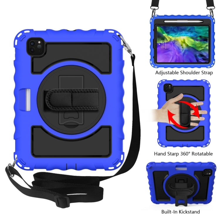 For iPad Pro 11 (2020) PC + Silicone Shockproof Combination Tablet Case with 360 Degree Rotating Holder & Handle(Blue) - iPad Pro 11 (2020) Cases by buy2fix | Online Shopping UK | buy2fix