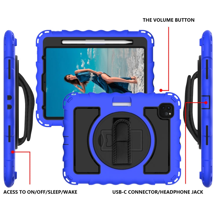 For iPad Pro 11 (2020) PC + Silicone Shockproof Combination Tablet Case with 360 Degree Rotating Holder & Handle(Blue) - iPad Pro 11 (2020) Cases by buy2fix | Online Shopping UK | buy2fix