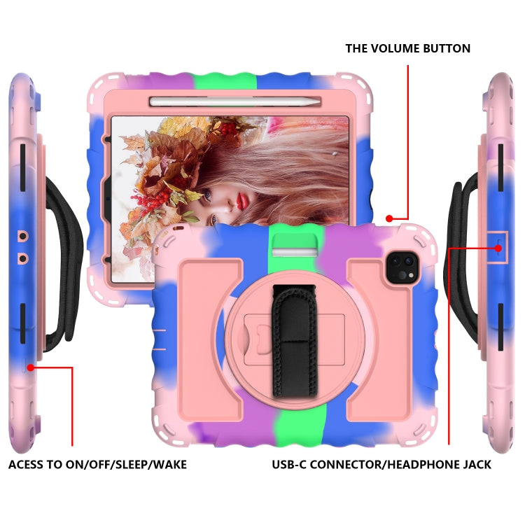 For iPad Pro 11 (2020) PC + Silicone Shockproof Combination Tablet Case with 360 Degree Rotating Holder & Handle(Colorful+Rose Gold) - iPad Pro 11 (2020) Cases by buy2fix | Online Shopping UK | buy2fix