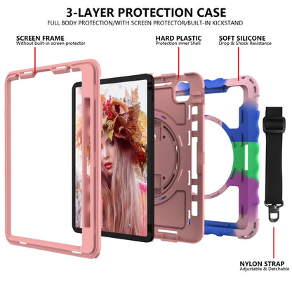 For iPad Pro 11 (2020) PC + Silicone Shockproof Combination Tablet Case with 360 Degree Rotating Holder & Handle(Colorful+Rose Gold) - iPad Pro 11 (2020) Cases by buy2fix | Online Shopping UK | buy2fix