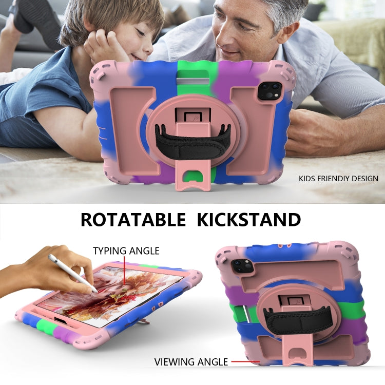 For iPad Pro 11 (2020) PC + Silicone Shockproof Combination Tablet Case with 360 Degree Rotating Holder & Handle(Colorful+Rose Gold) - iPad Pro 11 (2020) Cases by buy2fix | Online Shopping UK | buy2fix