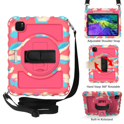 For iPad Pro 11 (2020) PC + Silicone Shockproof Combination Tablet Case with 360 Degree Rotating Holder & Handle(Colorful+Hot Pink) - iPad Pro 11 (2020) Cases by buy2fix | Online Shopping UK | buy2fix