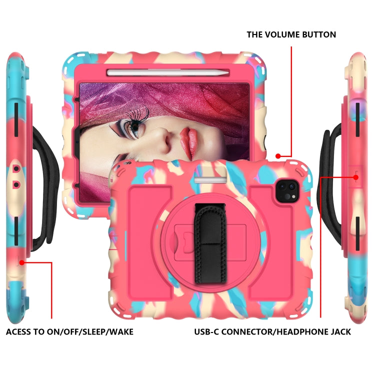 For iPad Pro 11 (2020) PC + Silicone Shockproof Combination Tablet Case with 360 Degree Rotating Holder & Handle(Colorful+Hot Pink) - iPad Pro 11 (2020) Cases by buy2fix | Online Shopping UK | buy2fix