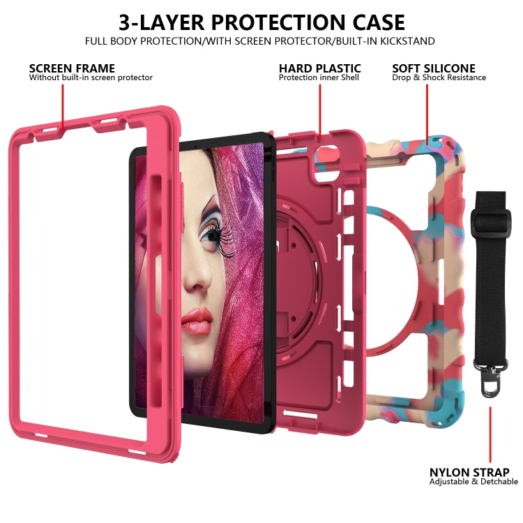For iPad Pro 11 (2020) PC + Silicone Shockproof Combination Tablet Case with 360 Degree Rotating Holder & Handle(Colorful+Hot Pink) - iPad Pro 11 (2020) Cases by buy2fix | Online Shopping UK | buy2fix