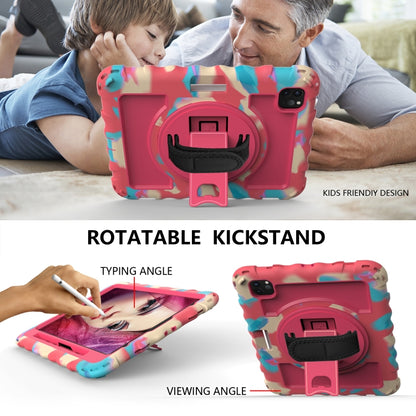 For iPad Pro 11 (2020) PC + Silicone Shockproof Combination Tablet Case with 360 Degree Rotating Holder & Handle(Colorful+Hot Pink) - iPad Pro 11 (2020) Cases by buy2fix | Online Shopping UK | buy2fix