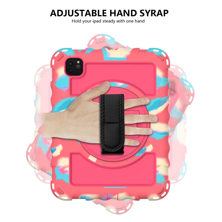 For iPad Pro 11 (2020) PC + Silicone Shockproof Combination Tablet Case with 360 Degree Rotating Holder & Handle(Colorful+Hot Pink) - iPad Pro 11 (2020) Cases by buy2fix | Online Shopping UK | buy2fix