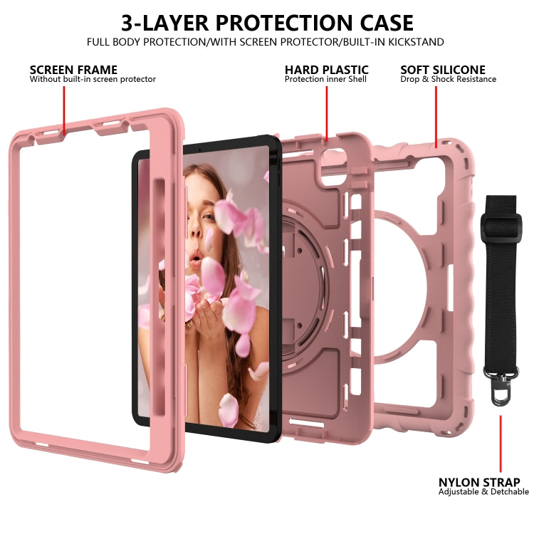 For iPad Pro 11 (2020) PC + Silicone Shockproof Combination Tablet Case with 360 Degree Rotating Holder & Handle(Rose Gold) - iPad Pro 11 (2020) Cases by buy2fix | Online Shopping UK | buy2fix