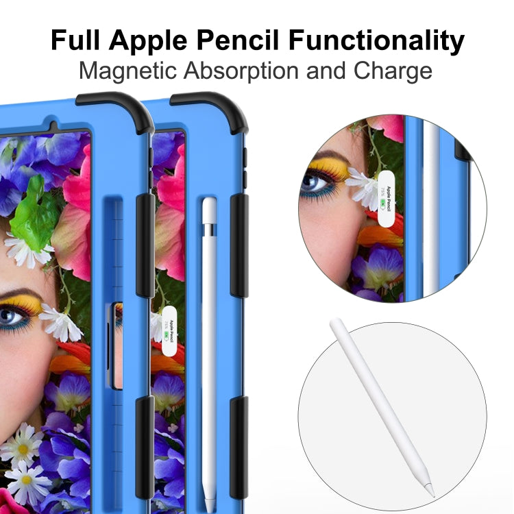 For iPad Pro 11 (2020) Shockproof Two-Color Silicone Protection Tablet Case with Holder & Pen Slot(Black+Blue) - iPad Pro 11 (2020) Cases by buy2fix | Online Shopping UK | buy2fix