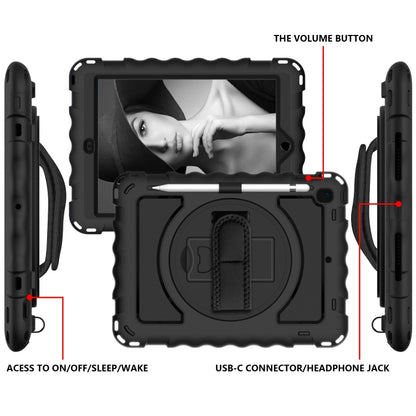 For iPad 9.7 (2018) & (2017) 360 Degree Rotation PC + Silicone Shockproof Combination Case with Holder & Hand Grip Strap & Neck Strap(Black) - iPad 9.7 (2018) & (2017) Cases by buy2fix | Online Shopping UK | buy2fix