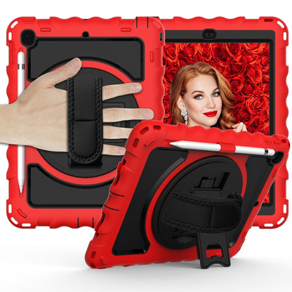 For iPad 9.7 (2018) & (2017) 360 Degree Rotation PC + Silicone Shockproof Combination Case with Holder & Hand Grip Strap & Neck Strap(Red) - iPad 9.7 (2018) & (2017) Cases by buy2fix | Online Shopping UK | buy2fix