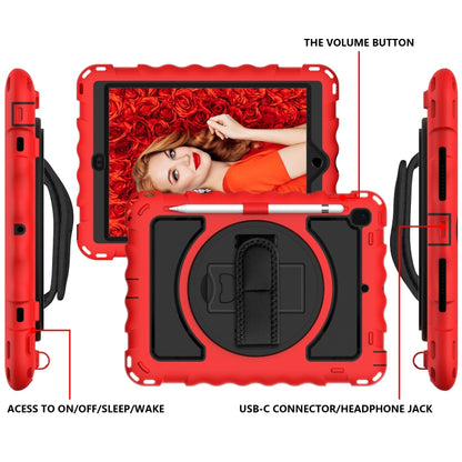 For iPad 9.7 (2018) & (2017) 360 Degree Rotation PC + Silicone Shockproof Combination Case with Holder & Hand Grip Strap & Neck Strap(Red) - iPad 9.7 (2018) & (2017) Cases by buy2fix | Online Shopping UK | buy2fix